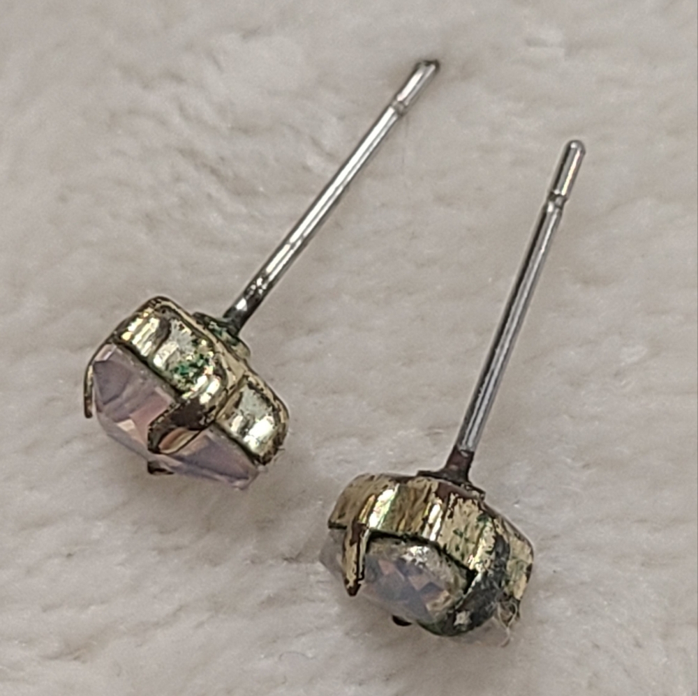 Silver Tone Triangular Stud Earrings - image 2